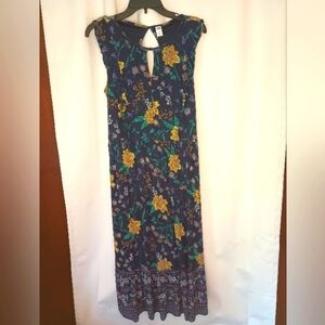 Old Navy Cottagecore Floral Dress M Tall Midi Maxi Blue Prairie Ruffle Peasant
